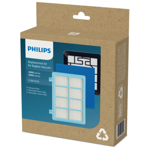 Philips Replacement Kit FC8010/02, Allergy H13 filter replacement kit compatible with Philips PowerPro Compact, PowerPro Active and PowerPro City ranges
