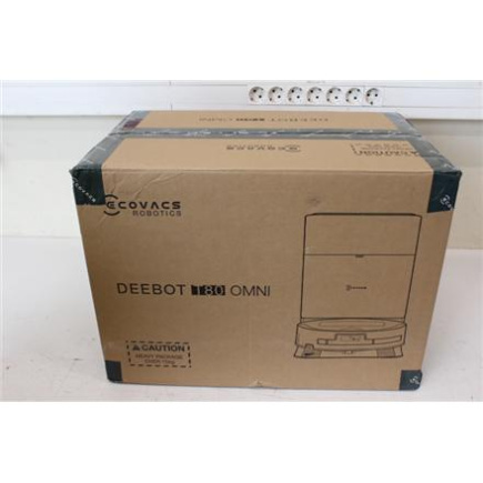 Taastatud. Ecovacs DEEBOT T80 OMNI Vacuum cleaner, Robot, Wet&Dry, 18000Pa, TruEdge 2.0, ZeroTangle 3.0, Carpet Care, Black + Auto-empty stat | Ecovacs Robotic Vacuum Cleaner | DEEBOT T80 OMNI | Wet&Dry | Li-ion | 6400 mAh | Dust capacity 0.22 L | 18000