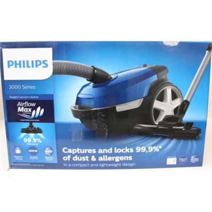 Taastatud.  Philips XD3110/09 Vacuum cleaner, Bagged, Power 900 W, Dust bag 3 L, Working radius 9 m, Blue Philips Vacuum cleaner 3000 Series XD3110/09 Bagged Power 900 W Dust capacity 3 L Blue DAMAGED PACKAGING | Philips Vacuum cleaner | 3000 Series
