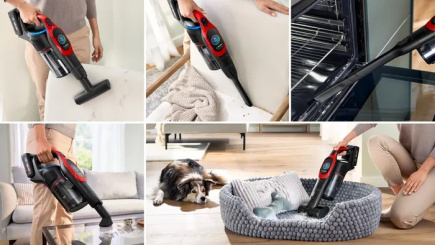 Bosch BCS1041PET stick vacuum/electric broom Battery Dry HEPA Bagless 0.4 L 23.5 W Black, Red 4 Ah