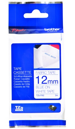 BROTHER TZFA3 12 BLUE ON WHITE FABRIC