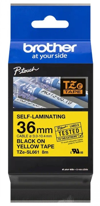 BROTHER TZESL661 36 MM BLACK ON YELLOW SELF LAMINATE