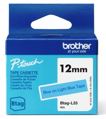 BROTHER BTAGL33 12MM BLUE ON LIGHT BLUE TAPE