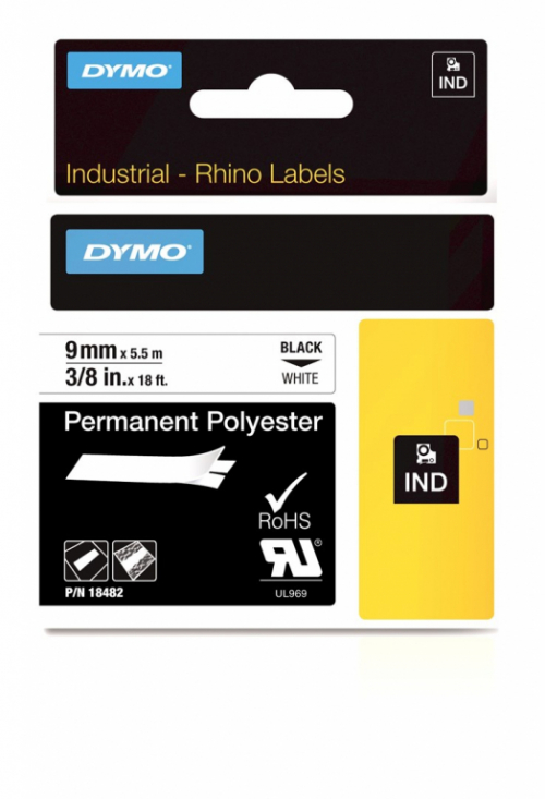 DYMO IND Permanent Polyester WLONONWCRBG64