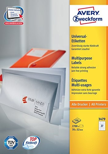 Avery General Usage Labels, White, 70 x 32 mm