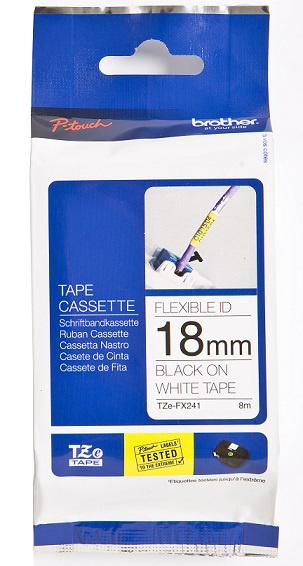 BROTHER TZEFX241 18 BLACK ON WHITE FLEX