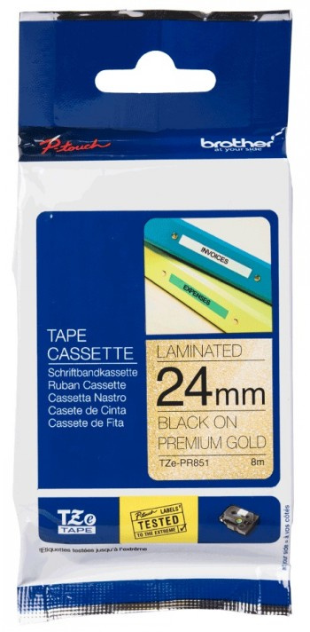 BROTHER TZE-PR851 24 BLACK ON GOLD TAPE