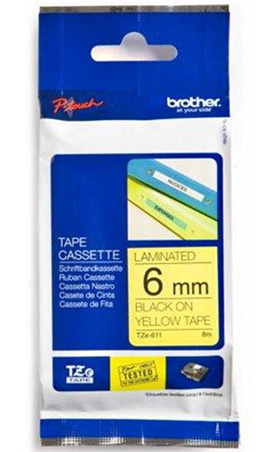 BROTHER TZ611 6 Must ON YELLOW