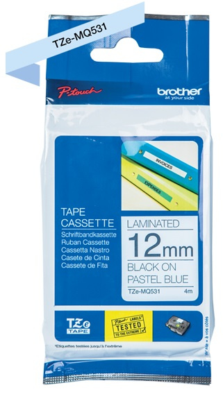 BROTHER TZEMQ531 12 Must ON PASTEL BLUE
