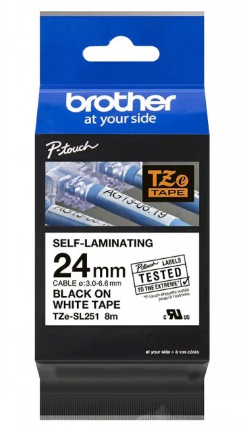 BROTHER TZESL251 24 MM Черный ON Белый SELF LAMINATE