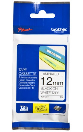 BROTHER TZE231S 12 Black ON White BROTHER TZE231S 12 Black ON White