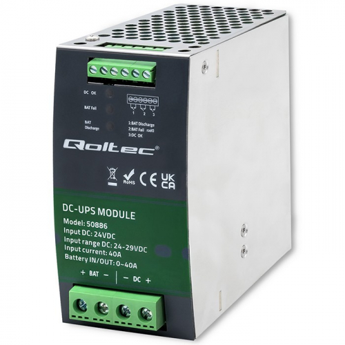 Qoltec UPS DC module for DIN rail, 40A, 24V