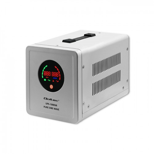 Qoltec Pure Sine Wave UPS | 1000VA | 700W | Grey