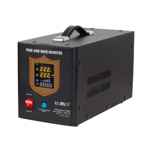 Uninterruptible power supply KEMOT PROsinus-1000 converter with pure sine wave and charging function 12V 230V 1000VA/700W - black color