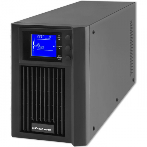 Qoltec 53981 UPS | On-line | Pure Sine Wave | 2kVA | 1.6kW | LCD | USB