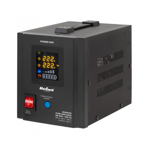 Rebel POWER-500 Uninterruptible Power Supply - converter with pure sine wave and charging function 12V 230V 500VA/300W