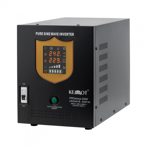 KEMOT PROsinus-2200 uninterruptible power supply inverter with pure sine wave and charging function 12V 230V 2200VA/1600W - black