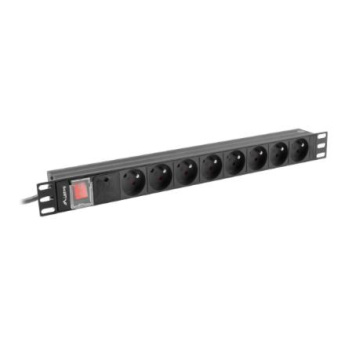 Lanberg Power Distribution Unit (PDU) 19'' 1U 16A 2m 8x French Outlets | PDU-08E-0200-BK