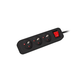 Lanberg Cable Power Strip, 3X French Outlets with Switch, Quality-Grade Copper, 1.5 m | PS1-03E-0150-BK