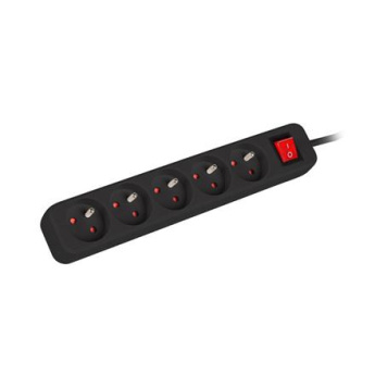 Lanberg Cable Power Strip, 5X French Outlets with Switch, Quality-Grade Copper, 1.5 m | PS1-05E-0150-BK