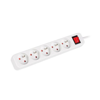 Lanberg Cable Power Strip, 5X French Outlets with Switch, Quality-Grade Copper, 3 m | PS1-05E-0300-W