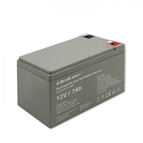 Qoltec AGM battery 12V 7Ah, max. 105A, Securit