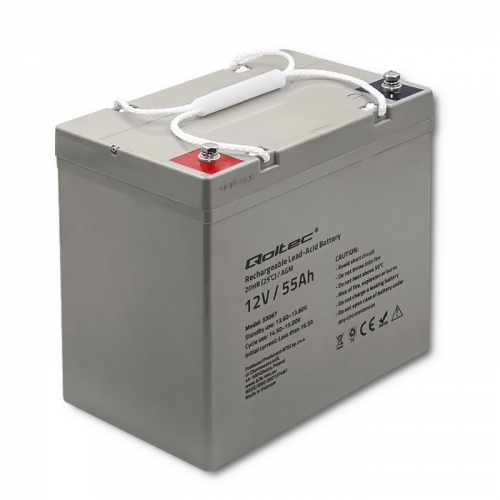 Qoltec AGM battery 12V 55Ah, max. 825A