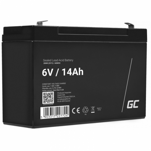 Green Cell Ersatzbatterie AGM34 6V/14Ah