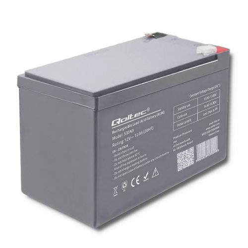 Qoltec AGM battery 12V 12Ah