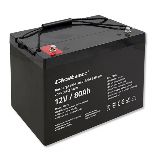 Qoltec AGM battery 12V 80Ah