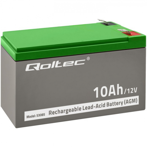 Qoltec AGM battery 12V 10Ah Maintenance free for UP