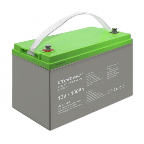 Qoltec 53077 Deep Cycle Gel Battery | 12V | 100Ah | 30.5kg