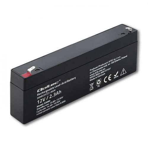 Qoltec AGM battery 12V 2.3Ah, max. 34.5A