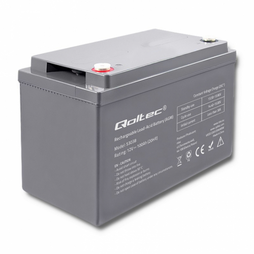 Qoltec Battery AGM 12V 100Ah max. 30A