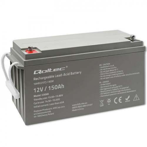 Qoltec AGM battery 12V 150Ah, max. 2250A