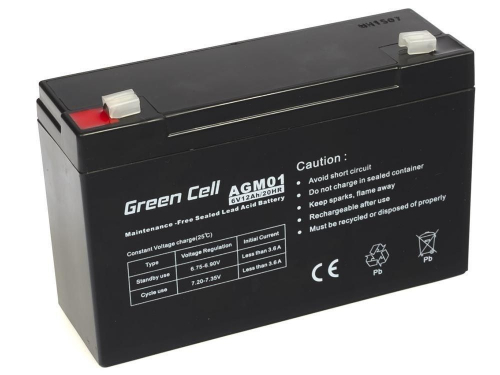 Green Cell AGM Battery 6V 12Ah 12.000 mAh Sealed Lead Acid (VRLA)