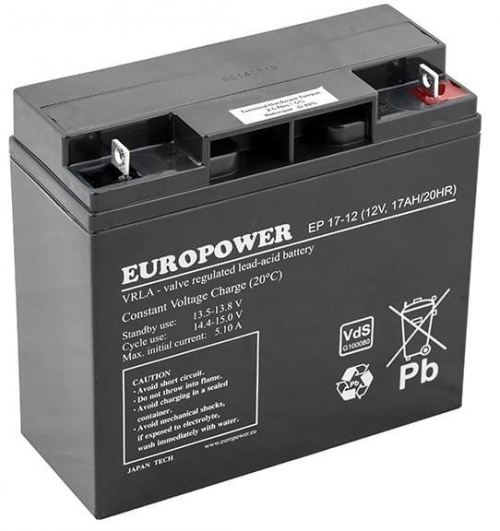 EUROPOWER EP Series AGM Battery 12V 17Ah (Service Life 6-9 Years)