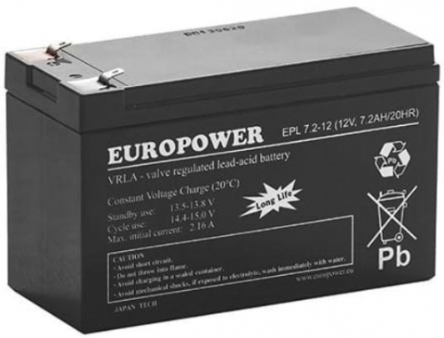 AGM battery EUROPOWER EPL series 12V 7.2Ah T1