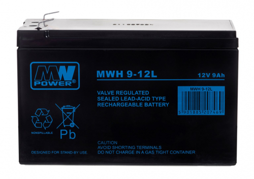 MPL MW POWER MWH 9-12L UPS battery Lead-acid accumulator VRLA AGM Maintenance-free 12 V 9 Ah Black