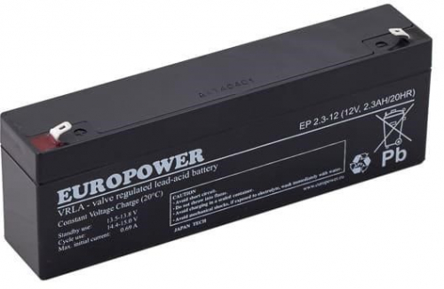 EUROPOWER EP Series AGM Battery 12V 2.3Ah (Service Life 6-9 Years)