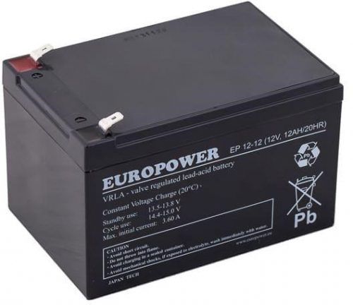 AGM BATTERY EUROPOWER EP series 12V 12Ah (Service life 6-9 years)