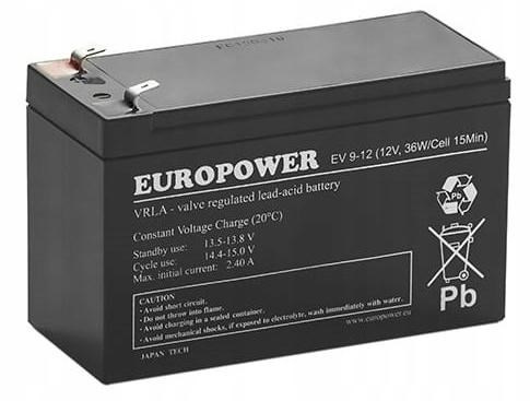 AGM battery EUROPOWER EV series 12V 8Ah/C10 (Lifespan 6-9 years) T1