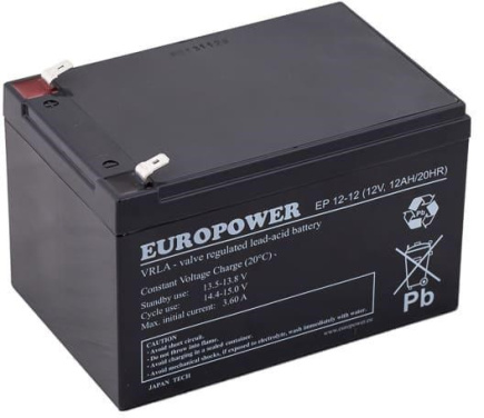 AGM BATTERY EUROPOWER EP series 12V 12Ah (Service life 6-9 years)