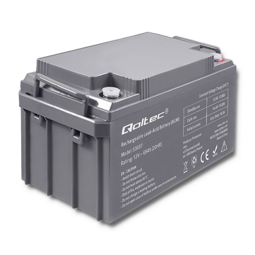 Qoltec Akumulator AGM  | 12V | 65Ah  | max 780A
