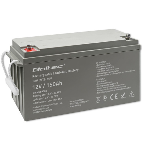 Qoltec AGM battery 12V 150Ah, max. 2250A
