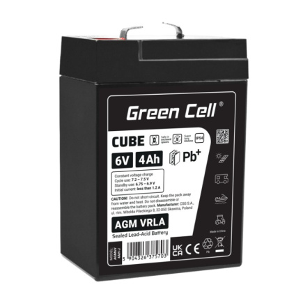 Green Cell Battery AGM VRLA 6V 4Ah IP54
