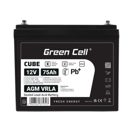 Green Cell Battery AGM VRLA 12V 75Ah IP54