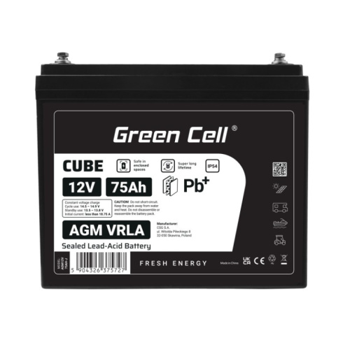 Green Cell Battery AGM VRLA 12V 75Ah IP54