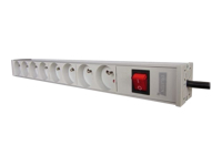 ASM A-19-STRIP-2-IMP PDU outlet strip 19 RACK 8xType E, 1.8m cable with Schuko, On/Off, aluminium