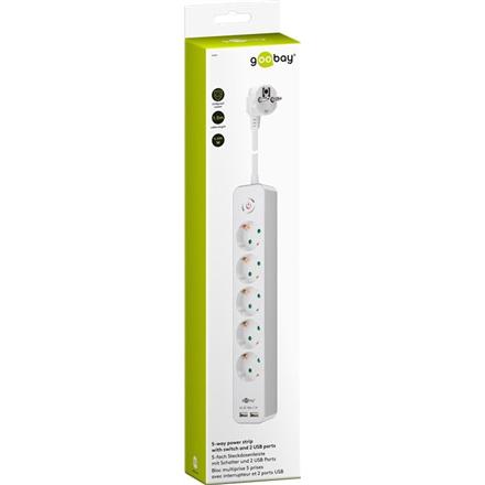 Goobay | 5-way power strip with switch and 2 USB ports 1.5 m | Sockets quantity 5 41265